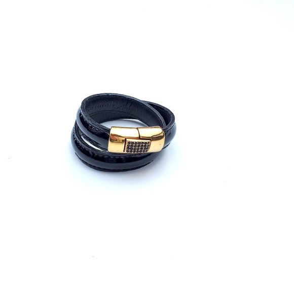 Authentic Design Black Leather Wrap Bracelet